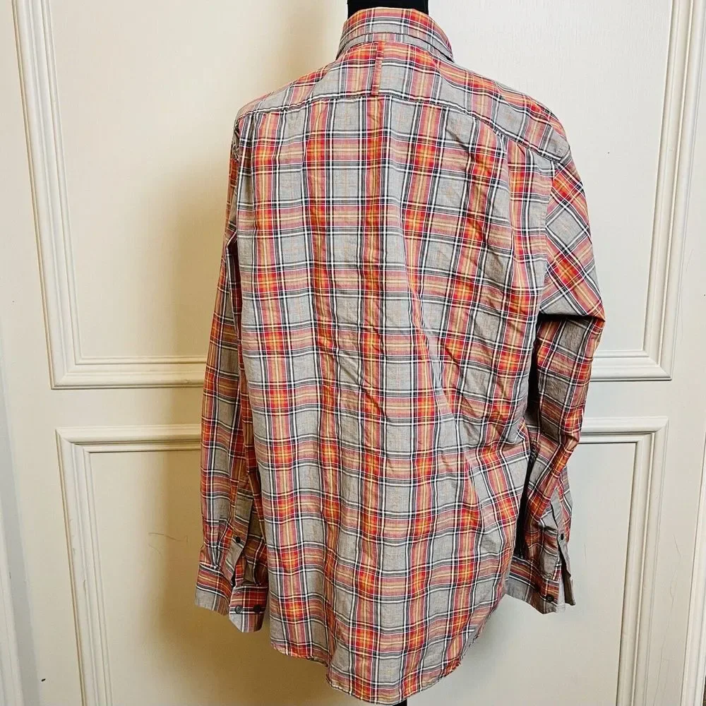 Banana Republic Shirt‎ Men's Large Plaid Western Cowboy Rodeo Long Sleeve
